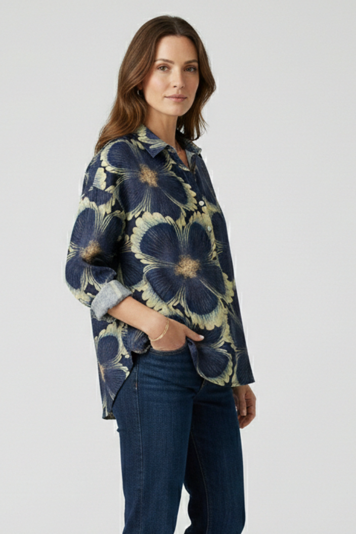 Women’s Blouse with Button Closure and Floral Print