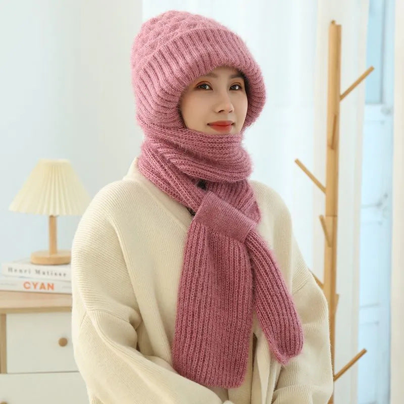 Women's Fleece-Lined Beanie And Scarf Set, Soft Knit
