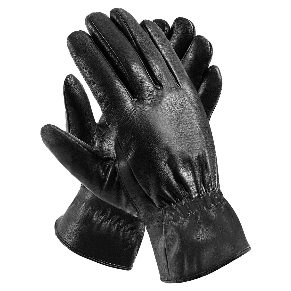 Unisex Black Leather Gloves, Windproof And Soft