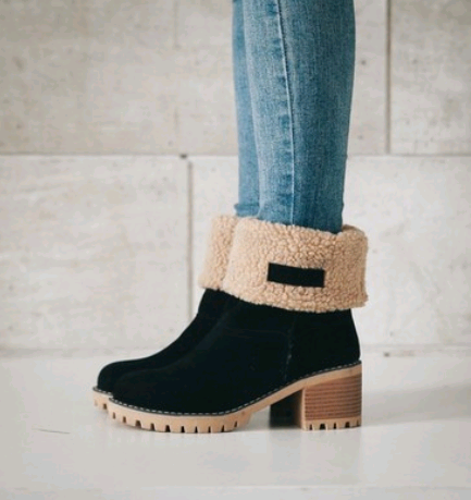 Mid-Tube Suede Snow Boots With Thick Heel And Flat Sole For Women