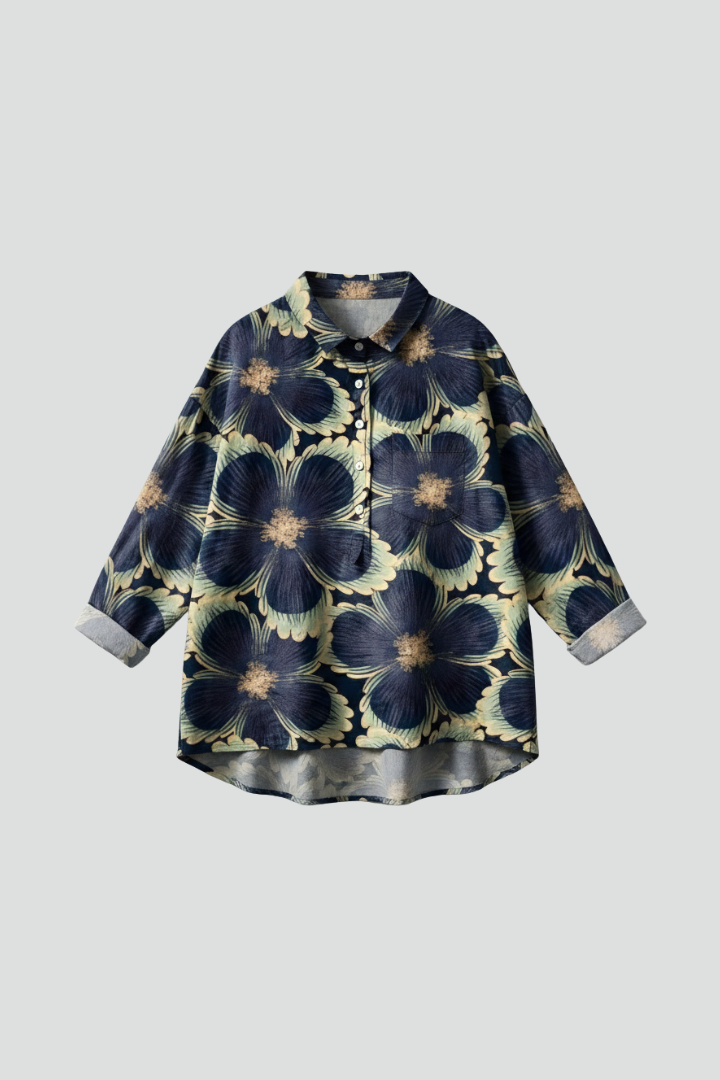 Women’s Blouse with Button Closure and Floral Print