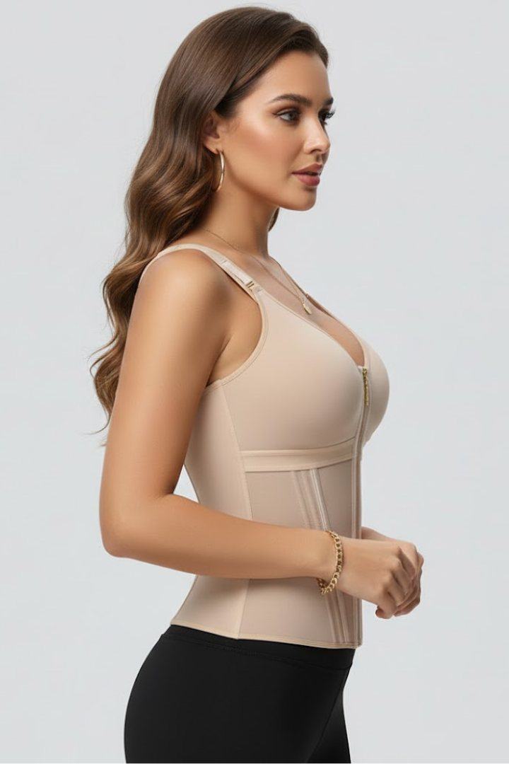 Women’s Zip-Front Corset with Adjustable Straps
