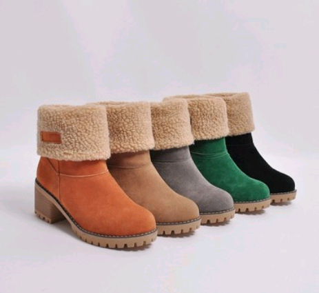 Mid-Tube Suede Snow Boots With Thick Heel And Flat Sole For Women