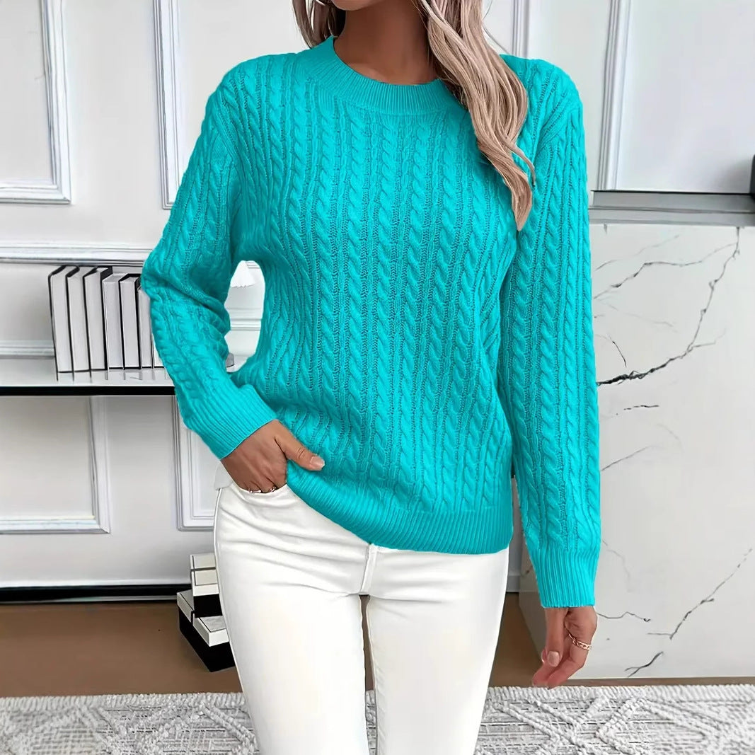Twist Round Neck Knitted Jumper For Women, Long Sleeve