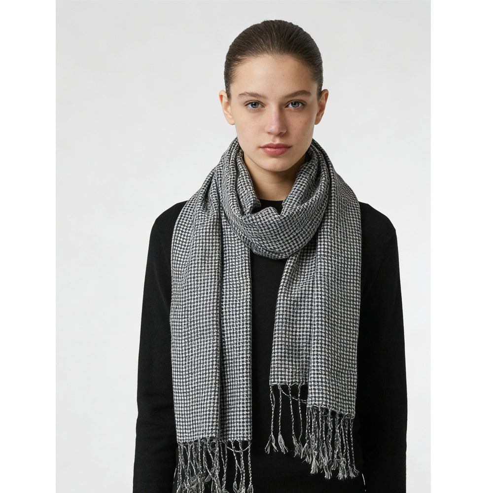 Black And White Graphic Jacquard Scarf, 1 Or 2 Pieces