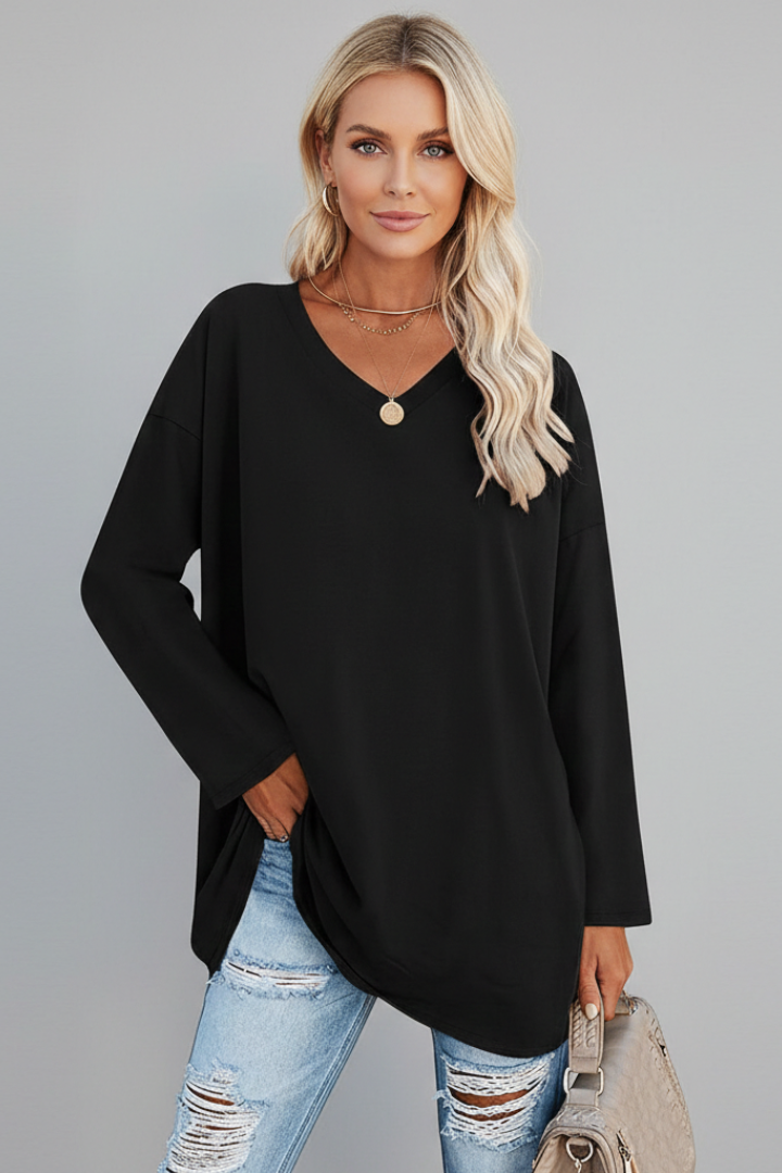 Women’s Top with V Neckline and Long Sleeves