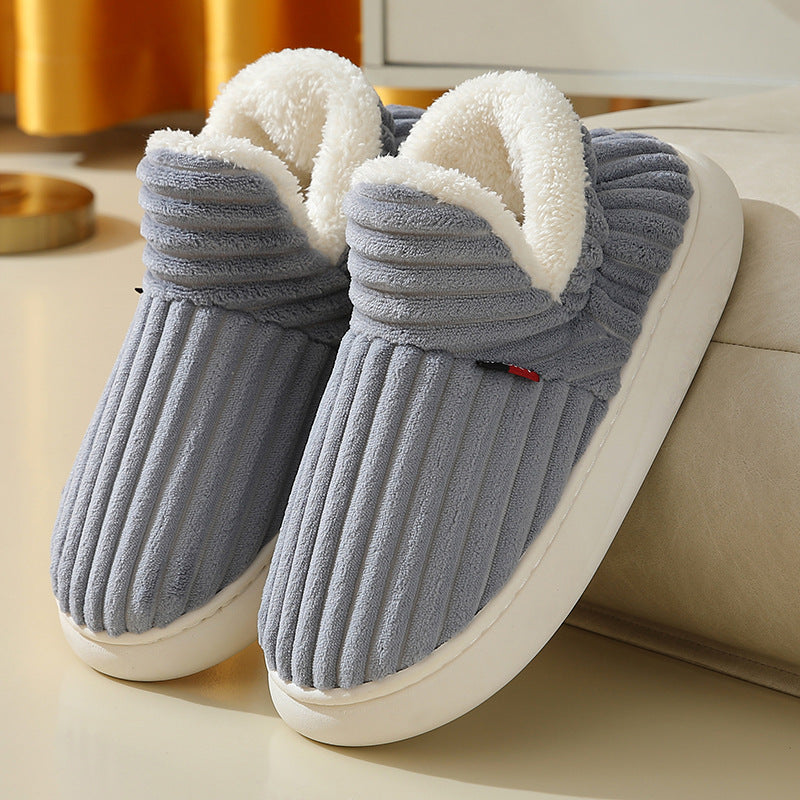 Striped Plush Home Slippers For Indoor And Garden Use