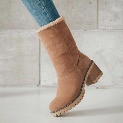 Mid-Tube Suede Snow Boots With Thick Heel And Flat Sole For Women
