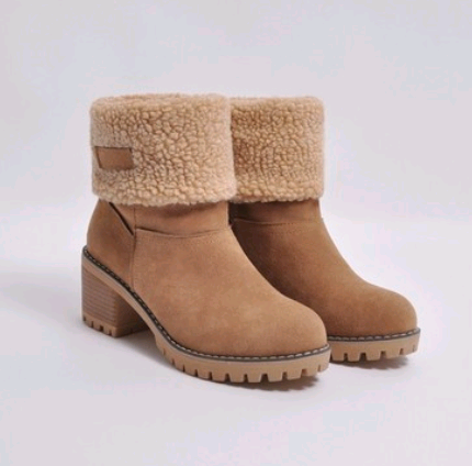 Mid-Tube Suede Snow Boots With Thick Heel And Flat Sole For Women
