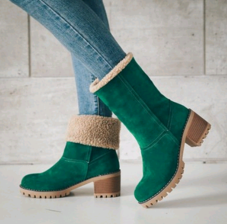Mid-Tube Suede Snow Boots With Thick Heel And Flat Sole For Women
