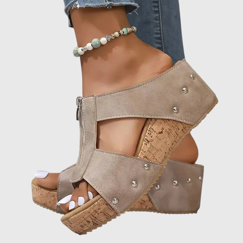 Women's Orthopaedic Sandals with Front Zip Closure for Summer