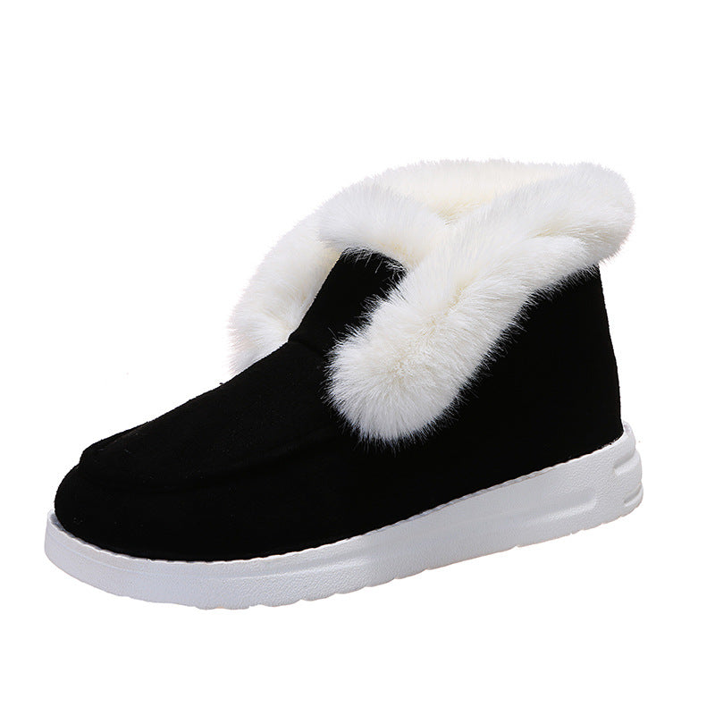 Women's Suede Snow Ankle Boots With Plush Lining, Low Heel