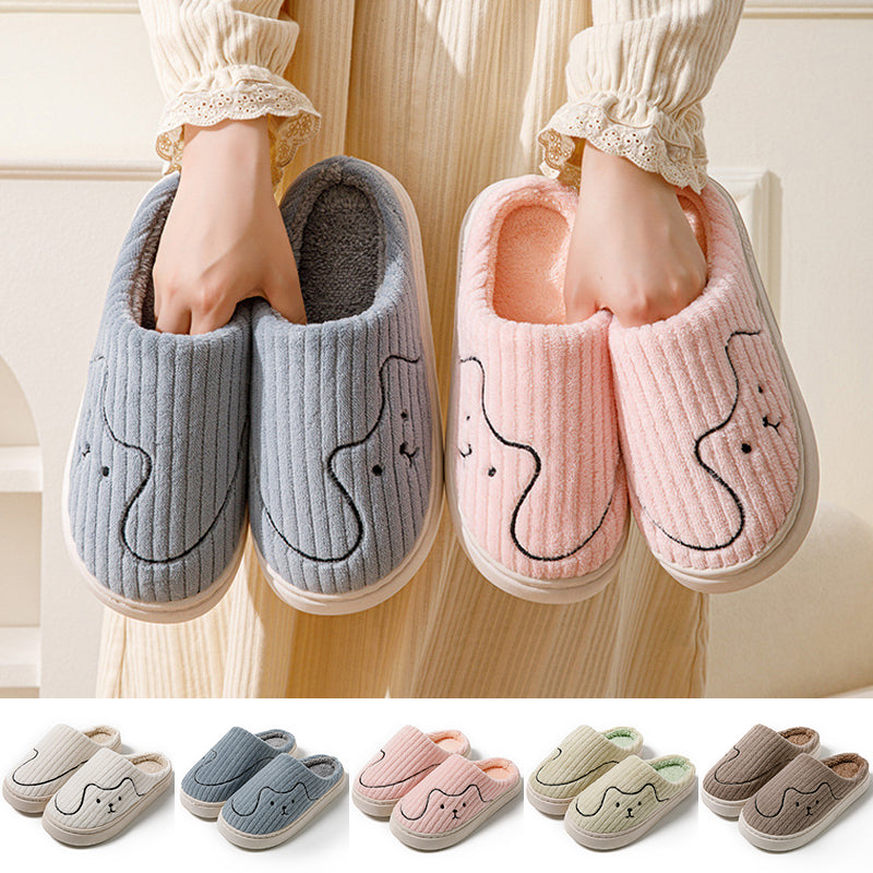 Striped Cat Slippers In Plush, Non-Slip Rubber Sole, Unisex