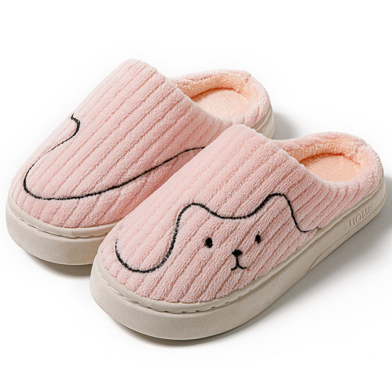 Striped Cat Slippers In Plush, Non-Slip Rubber Sole, Unisex