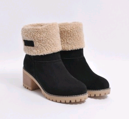 Mid-Tube Suede Snow Boots With Thick Heel And Flat Sole For Women