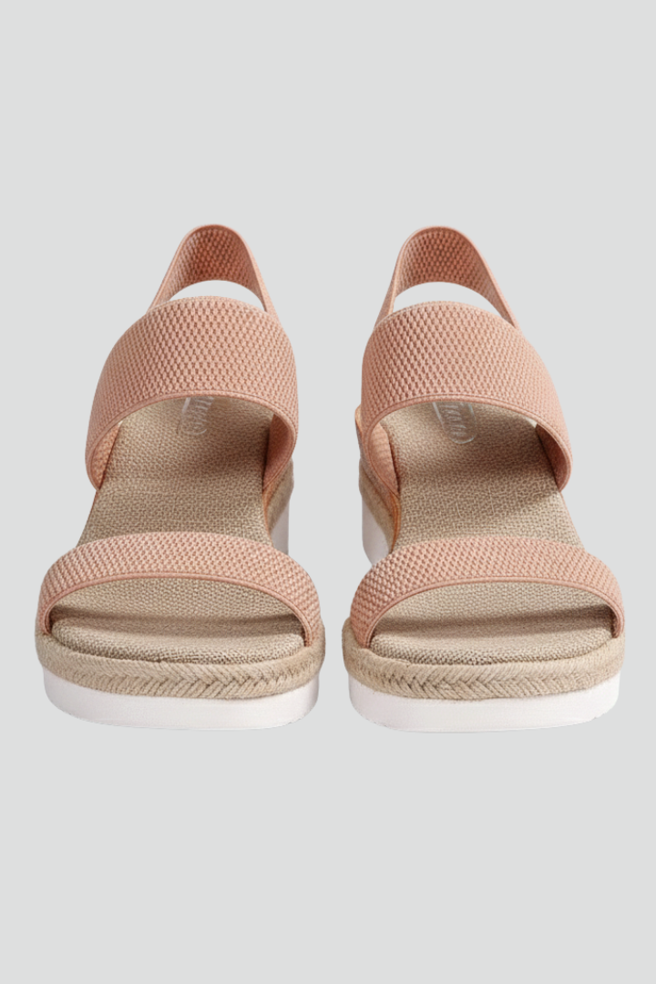 Women’s Sandals with Elastic Upper and Raised Sole