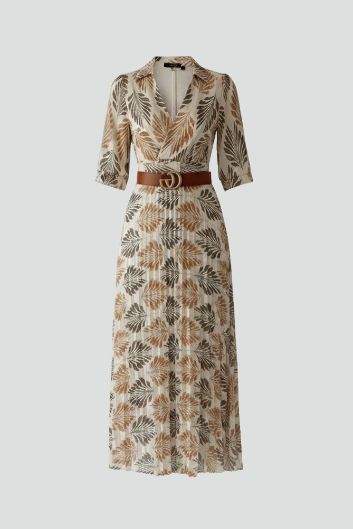 Women’s Maxi Dress with Patterned Print and Elbow‑Length Sleeves