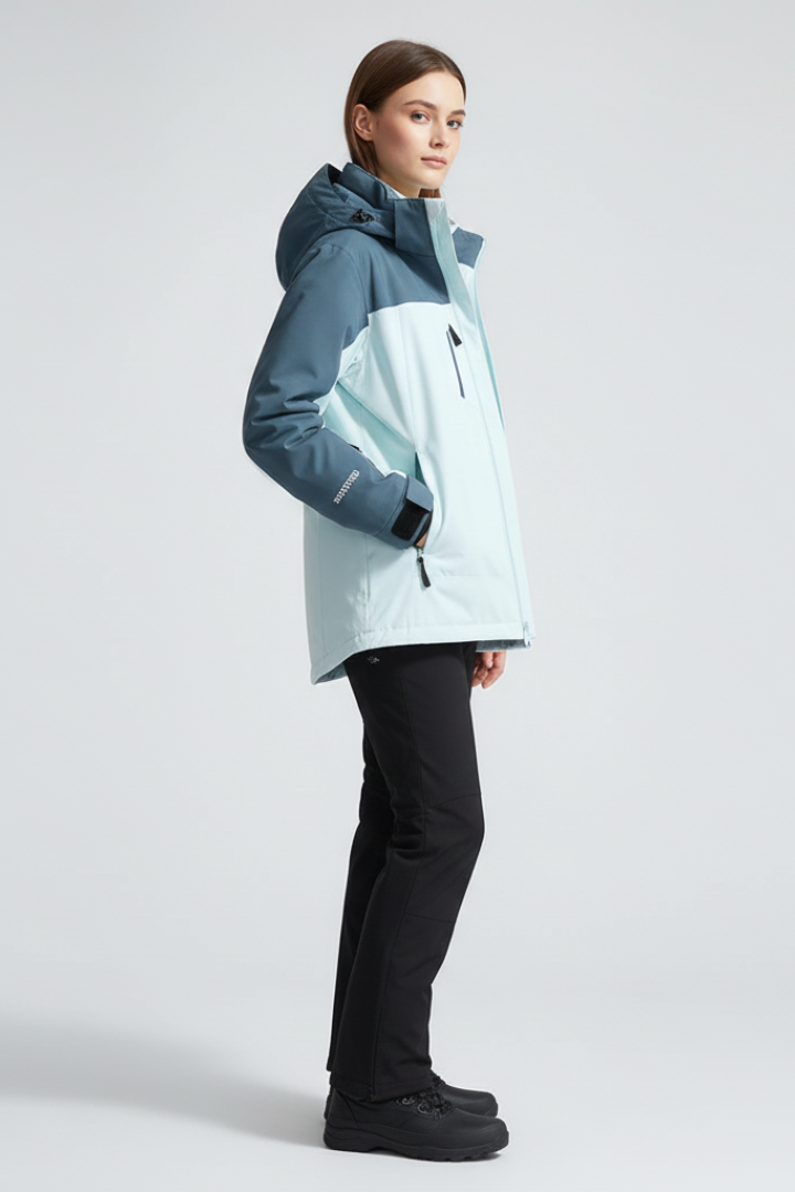 Women's Ski Jacket with Hood and Zippered Pockets