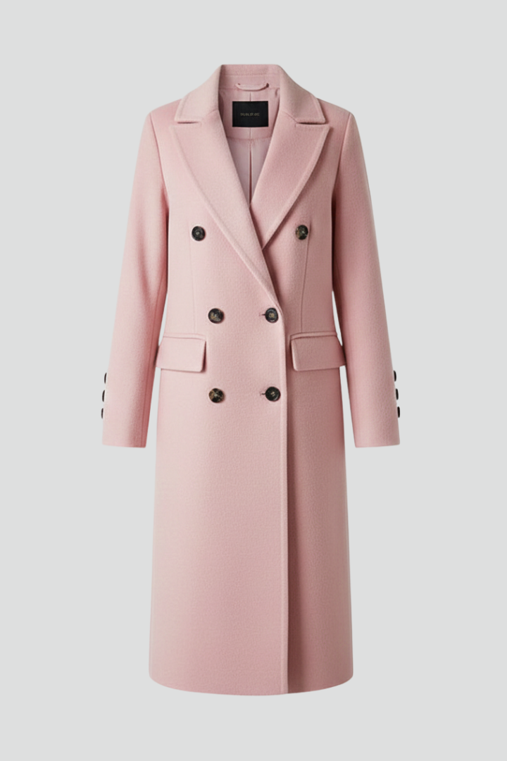 Women Coat with Lapel Collar and Button Closure