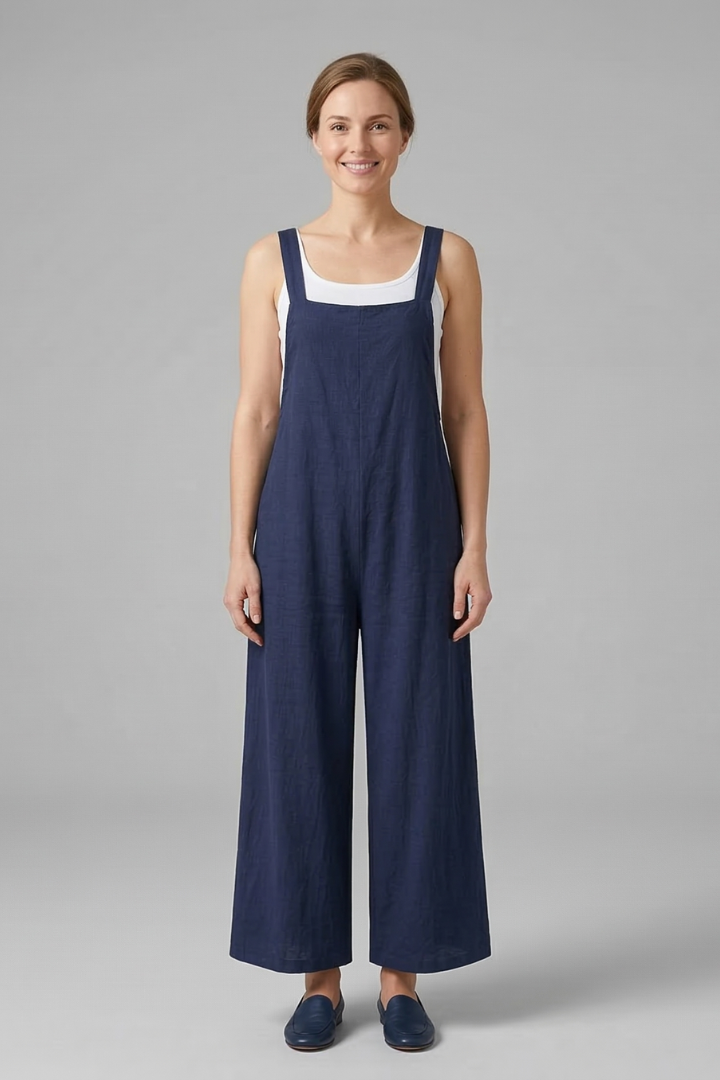 Women Jumpsuit with Adjustable Straps and Wide Legs