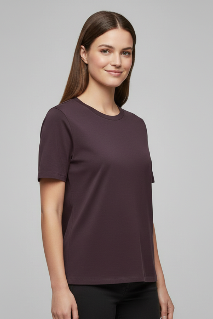 Women T-Shirt with Round Neckline and Short Sleeves