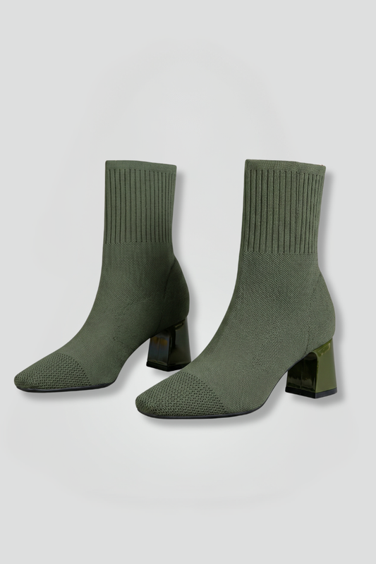 Women's Ankle Boots with Ribbed Stretch Collar for Fall