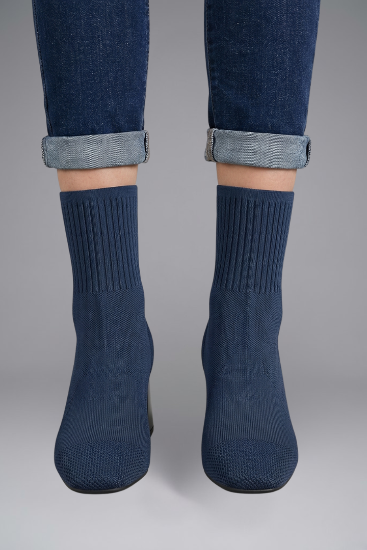 Women's Ankle Boots with Ribbed Stretch Collar for Fall