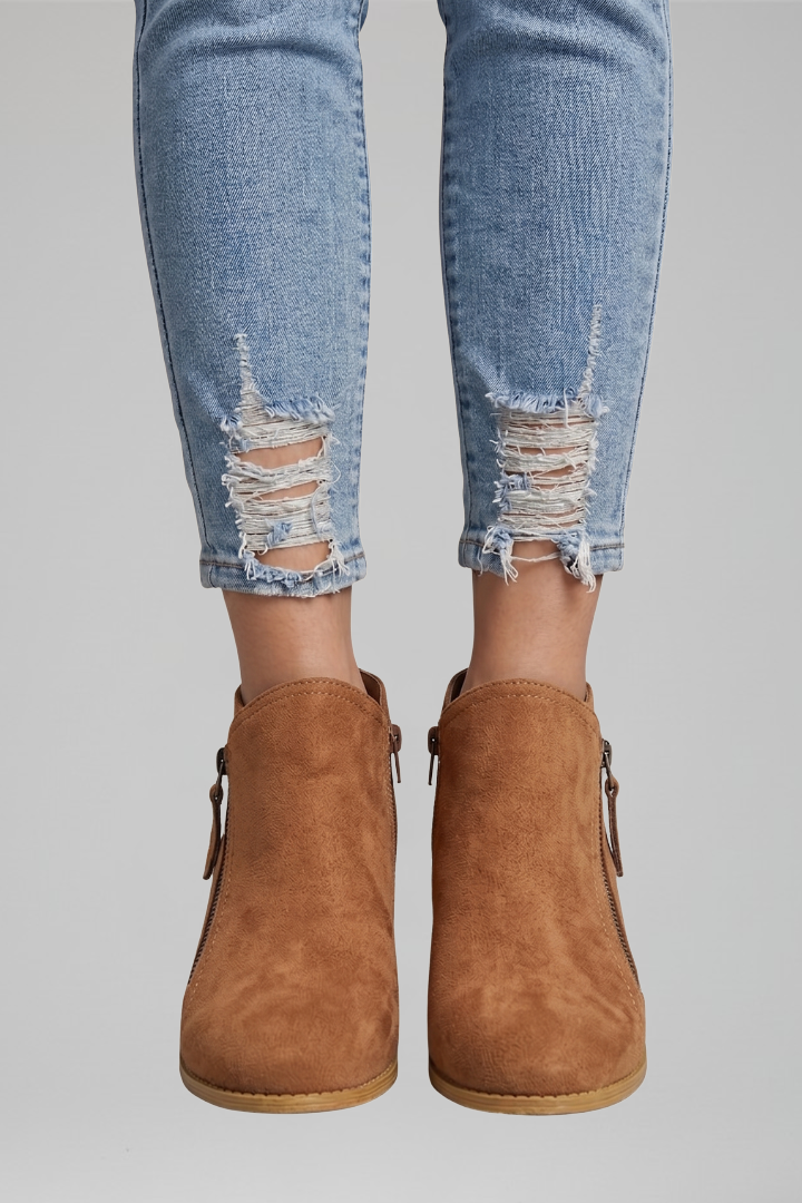 Women's Ankle Boots with Side Zipper for Fall