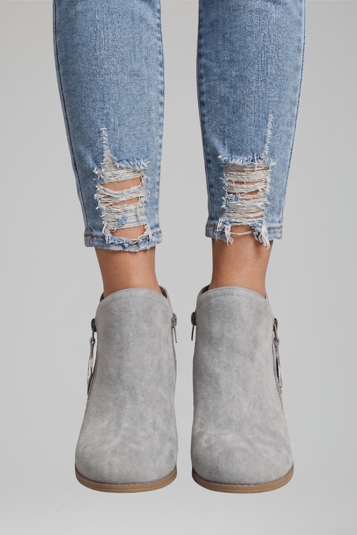 Women's Ankle Boots with Side Zipper for Fall