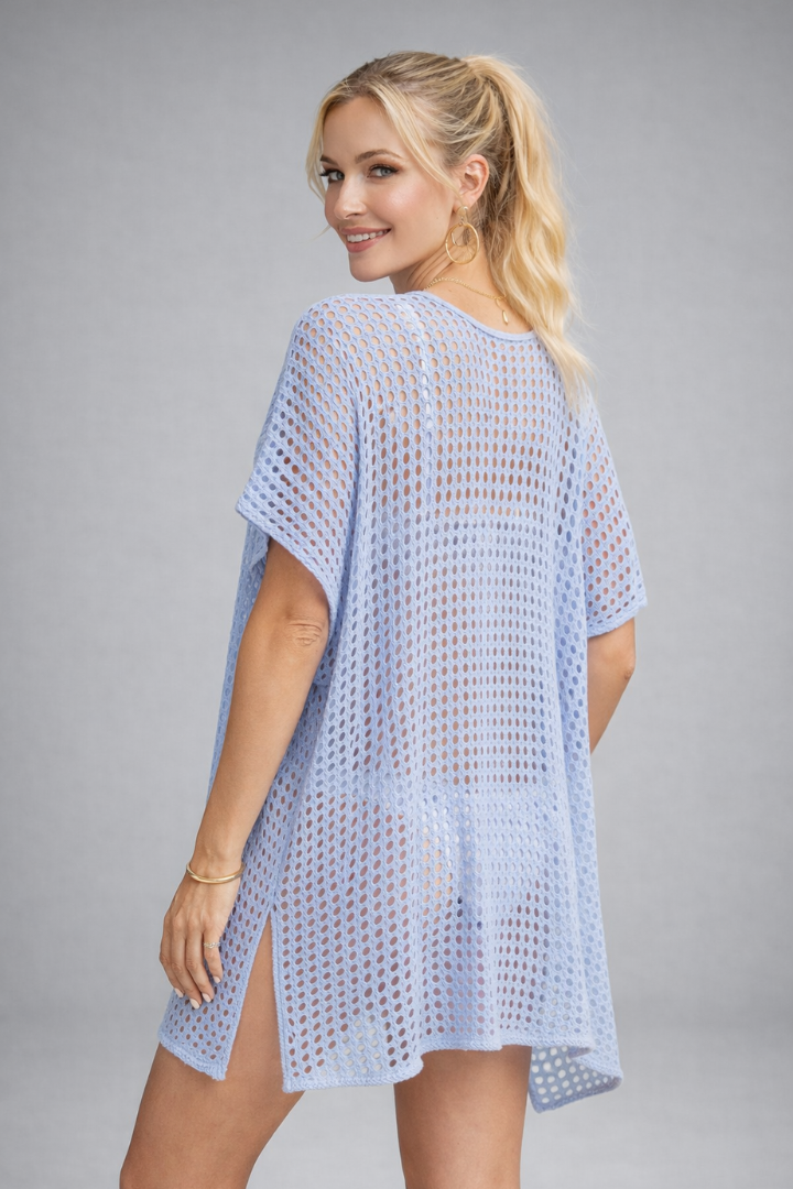 Women’s Beach Cover-Up with V-Neck and Short Sleeves
