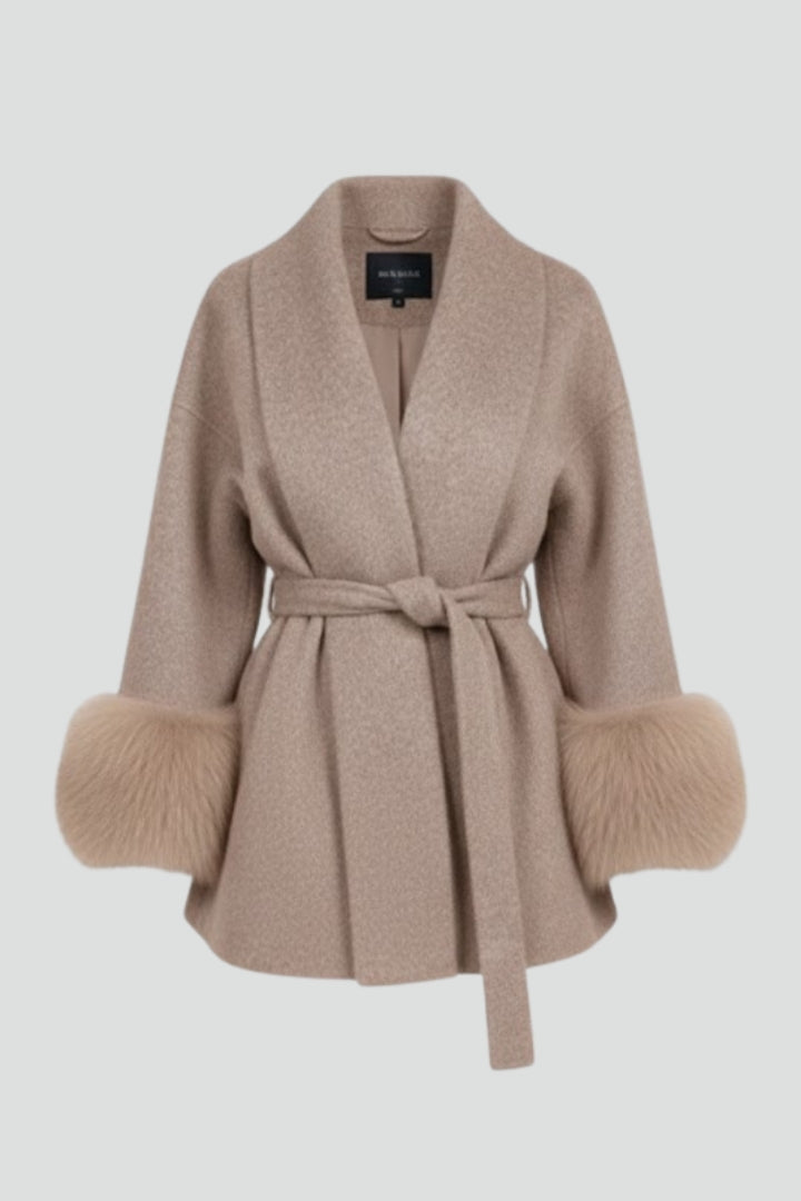 Women’s Belted Full Length Coat with Waist Tie