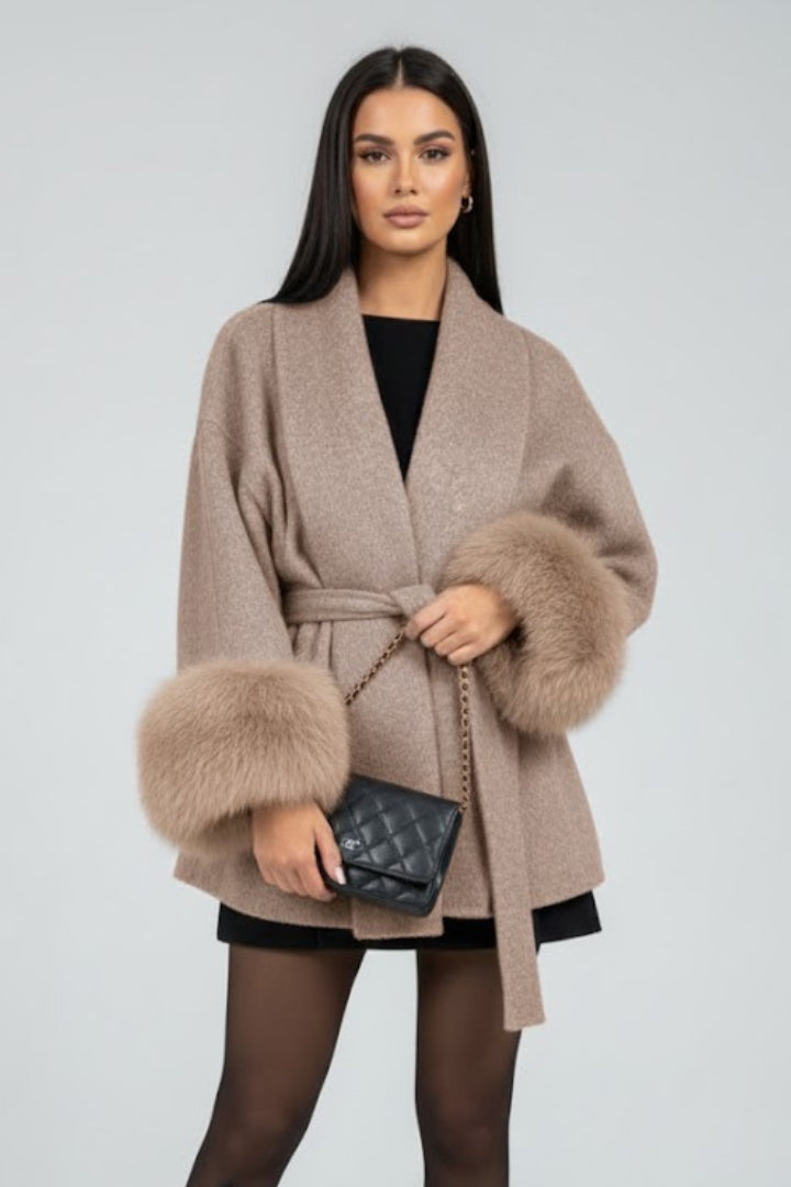 Women’s Belted Full Length Coat with Waist Tie