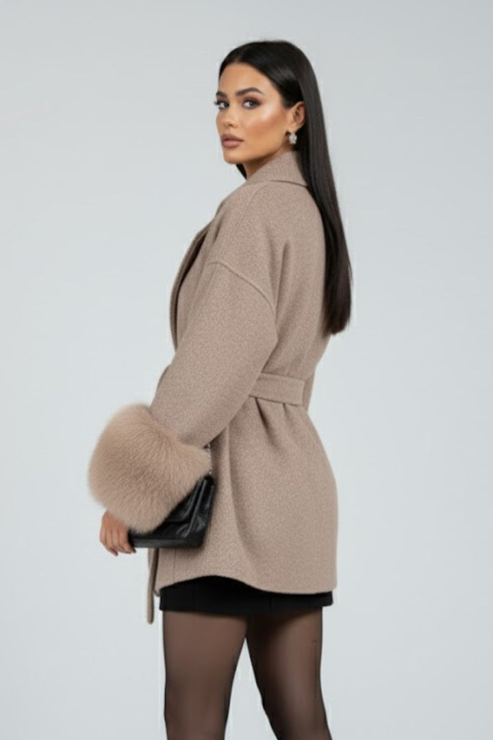 Women’s Belted Full Length Coat with Waist Tie