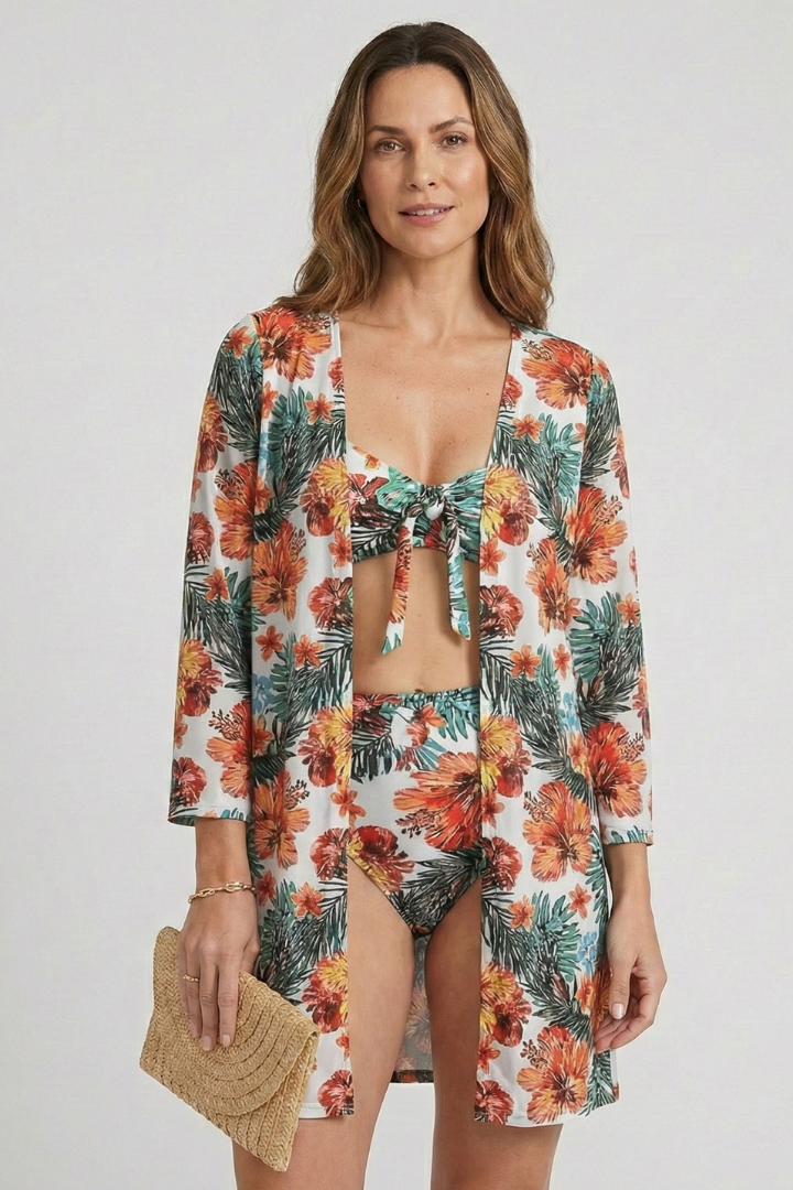 Women’s Bikini Set with Tie Top and Cover-Up