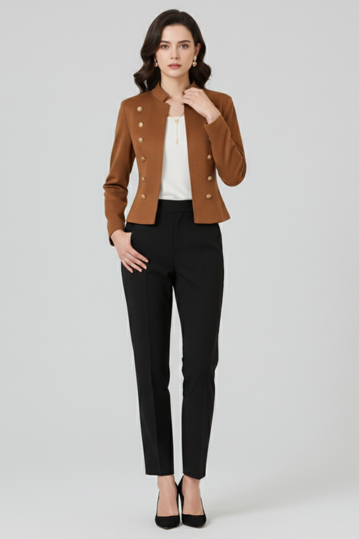 Women’s Blazer with Stand Collar and Button Detailing