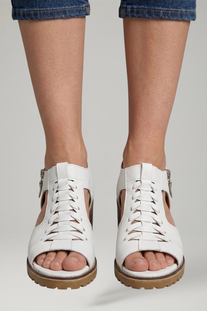 Women's Block Heel Sandals with Zip Closure and Cushioned Insole
