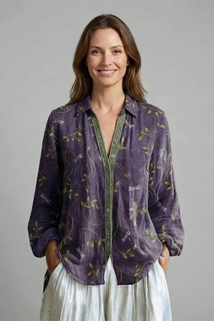 Women’s Blouse with Button Closure and Long Sleeves