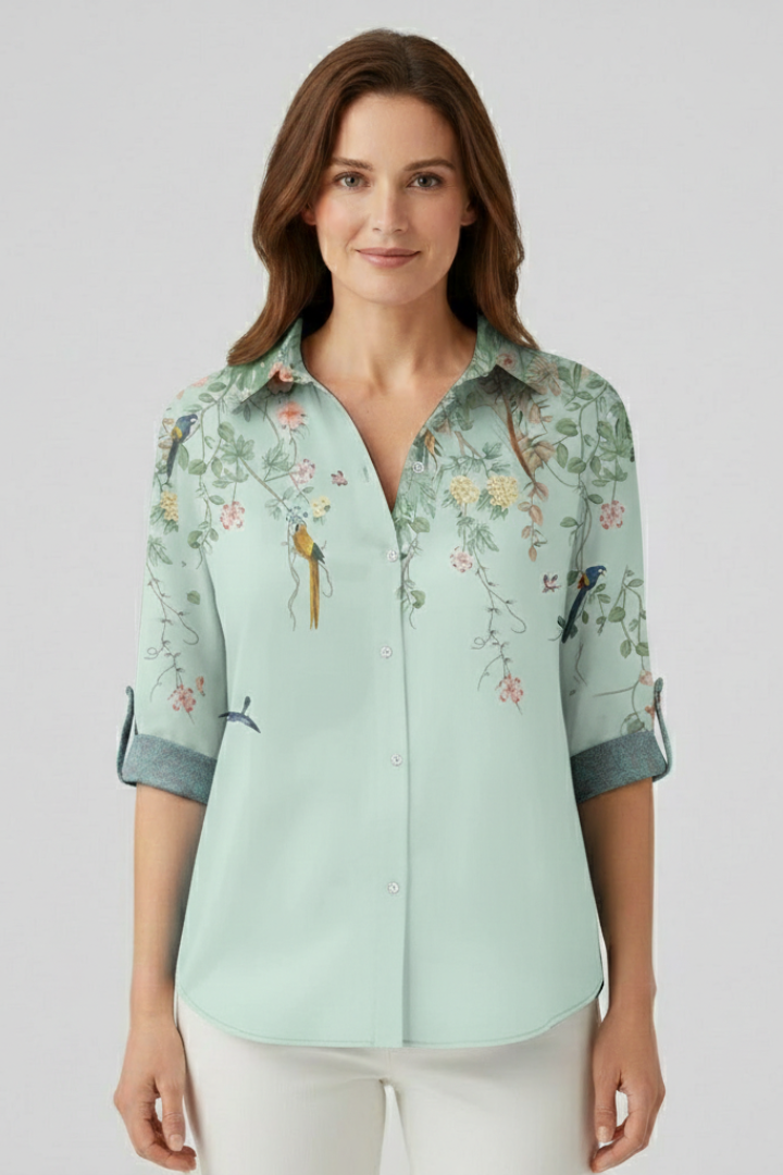 Women’s Blouse with Button Closure and Mandala Print