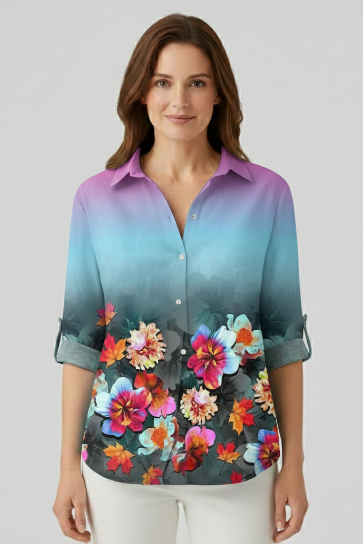 Women’s Blouse with Button Closure and Mandala Print