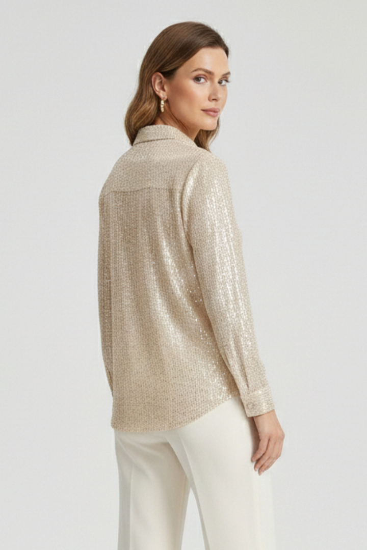 Women’s Blouse with Button Fastening and Textured Surface