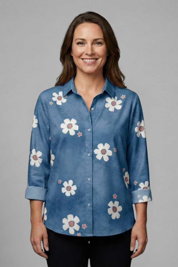 Women’s Blouse with Collar Neck and Button Fastening