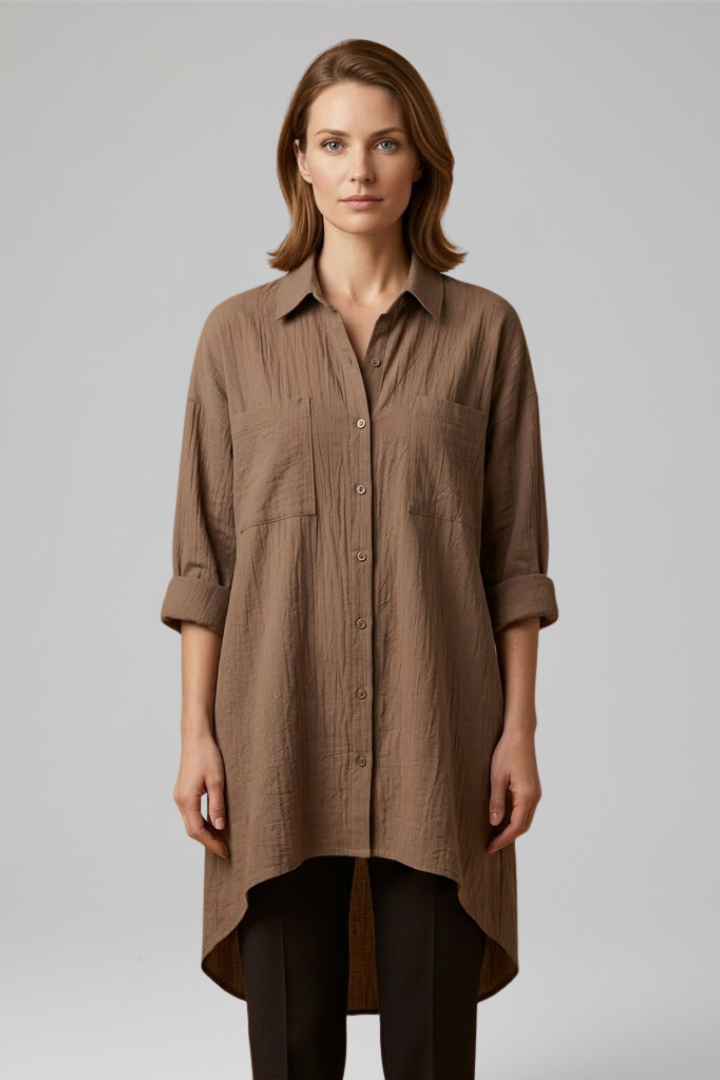 Women’s Blouse with Collar and Button Fastening