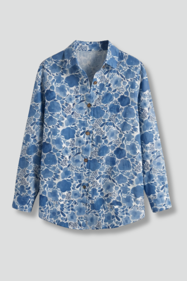 Women’s Blouse with Collar and Floral Print