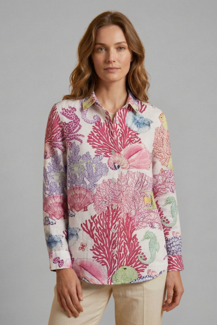 Women’s Blouse with Collar and Floral Print