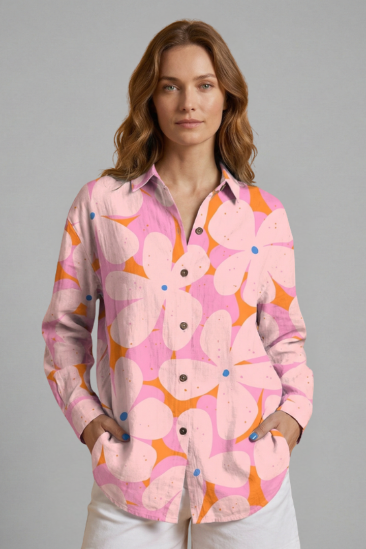 Women’s Blouse with Collar and Floral Print