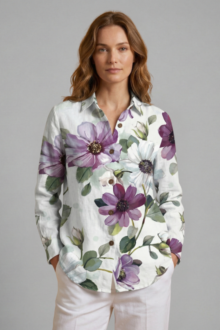 Women’s Blouse with Collar and Floral Print