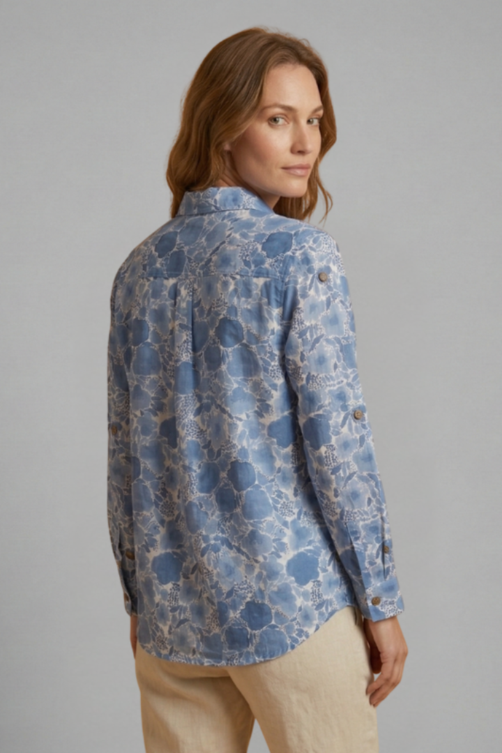Women’s Blouse with Collar and Floral Print