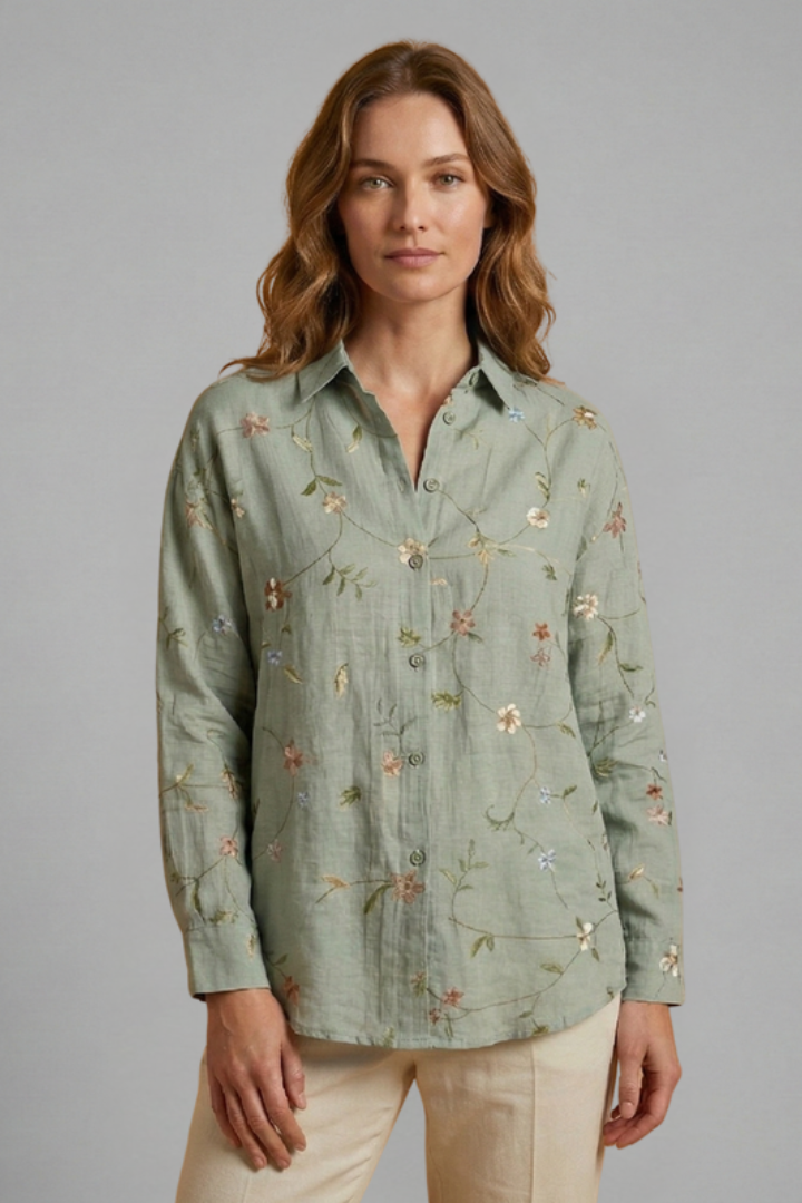 Women’s Blouse with Collar and Floral Print