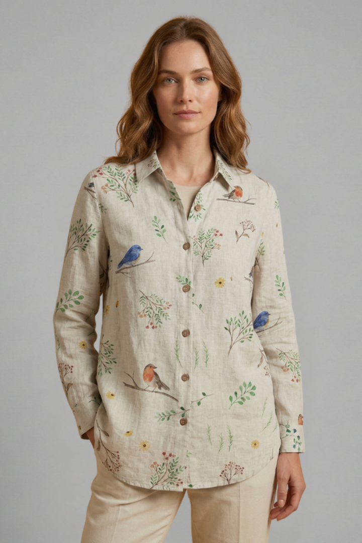 Women’s Blouse with Collar and Floral Print
