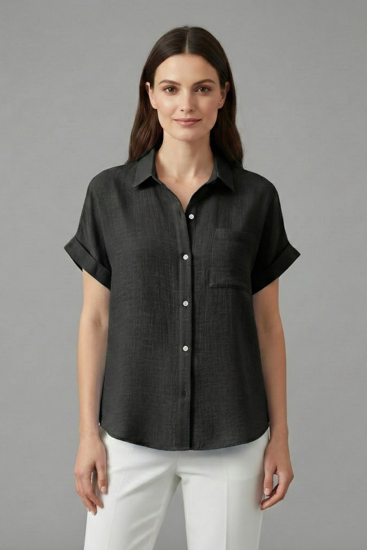Women’s Blouse with Collar and Short Sleeves